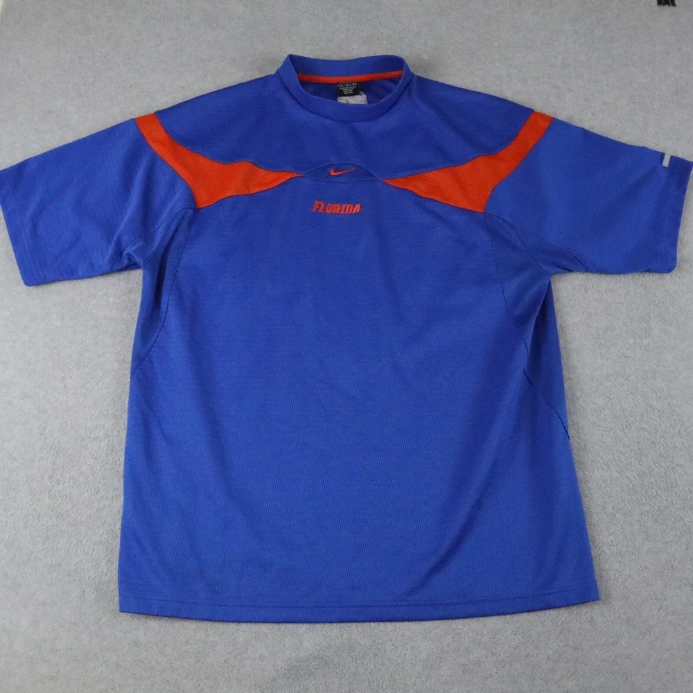 Florida Gators Shirt Mens Large Nike Team Dri-Fit‎ Football Blue Short Sleeve